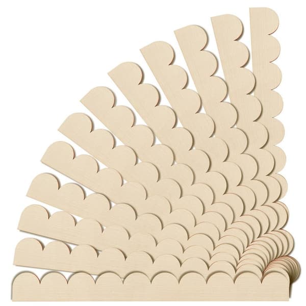 15.74 in. x 1.57 in. Wood Scalloped Trim for DIY, Finial, Cabinets, Windows, Shelves, Doors, and Walls (12-Pack)
