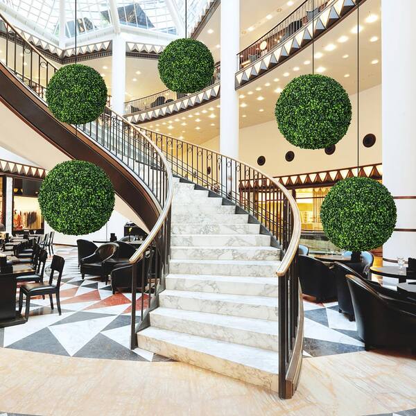 DECWIN 19 in. 2-Pieces 4-Layer Leaves Artificial Boxwood Ball Topiary Plant  Ball UV-Proof Greenery Ball Indoor Outdoor Decor DC-19-2P - The Home Depot