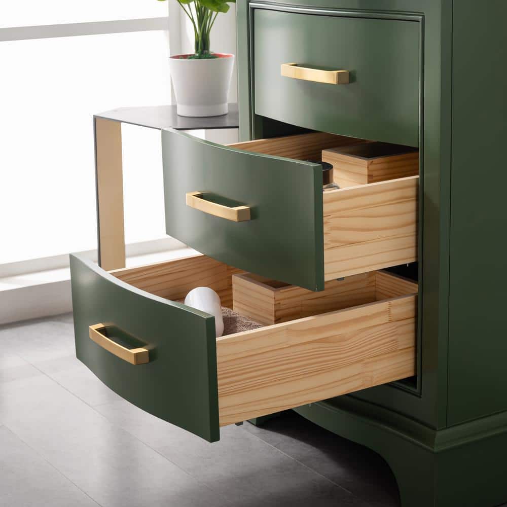 Evergreen Solid Wood Single Vanity with Marble Top