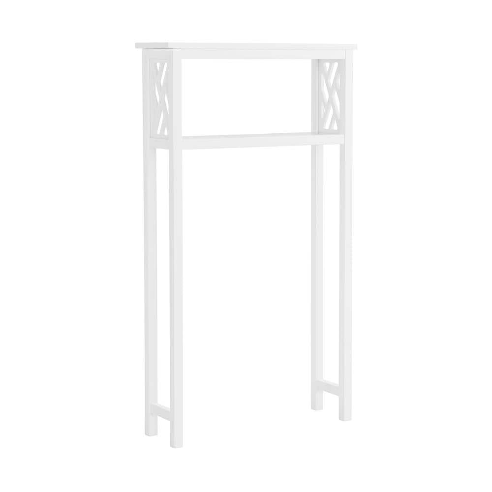 White Wood Over-the-Toilet Storage Shelf with Open Design