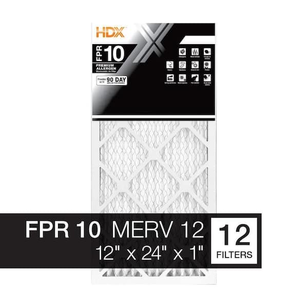 12 in. x 24 in. x 1 in. Premium Pleated Air Filter FPR 10, MERV 12 (12-Pack)
