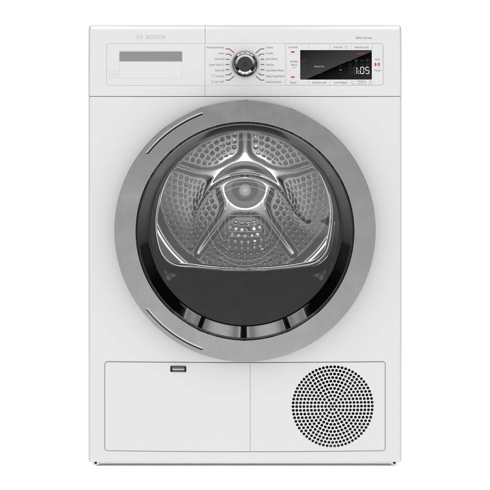 Bosch 800 Series 4 cu.ft. Ventless Compact Frontload Stackable Electric Dryer in White with Home Connect, ENERGY STAR
