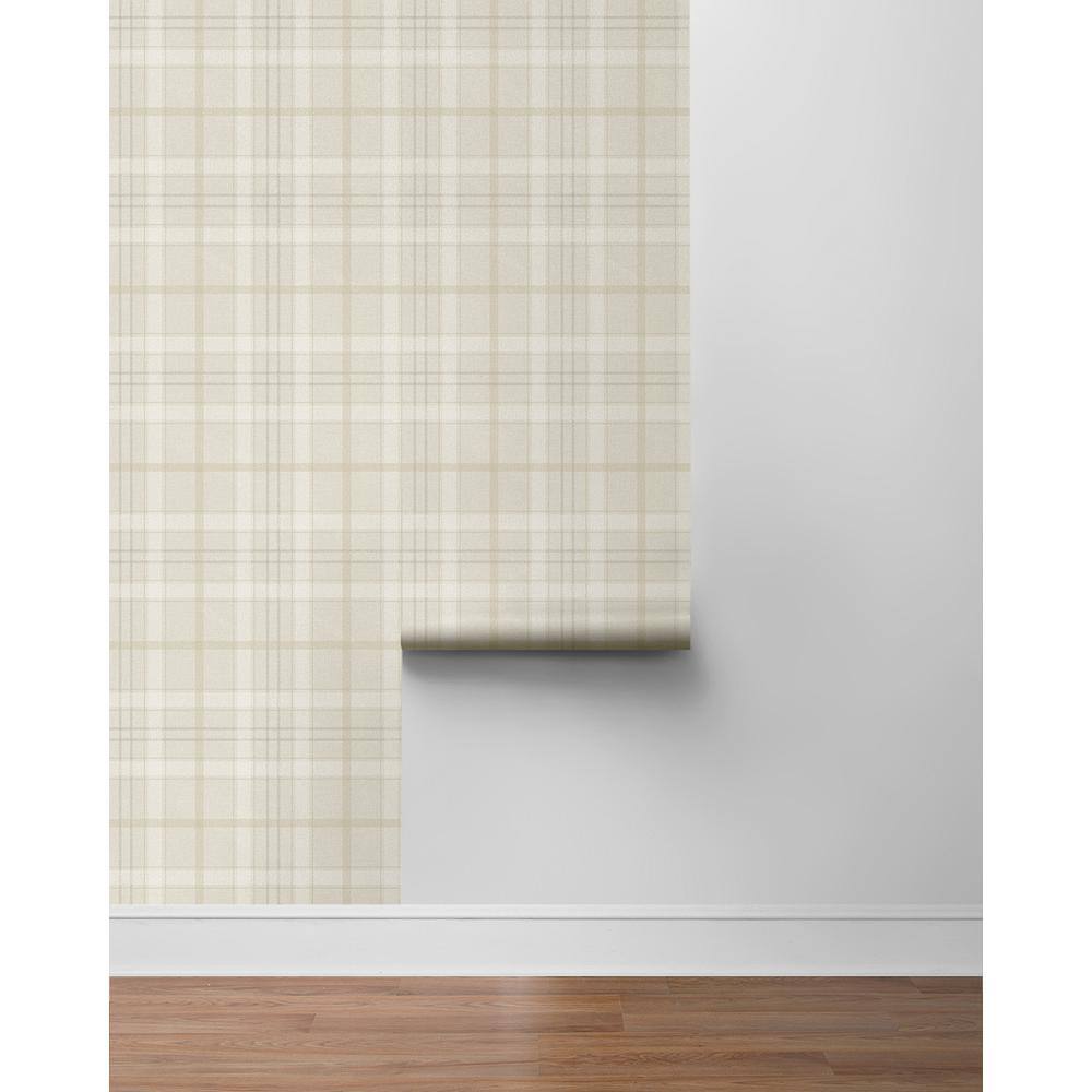 Neutral Plaid Self-Adhesive Vinyl Wallpaper Roll