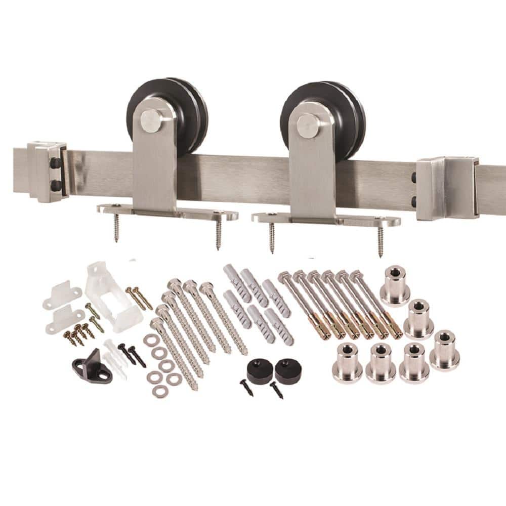 8 ft. Premium Stainless Steel Interior Modern Country Rustic Wood Barn Door Closet Hardware Kit price history on PriceWatchPro