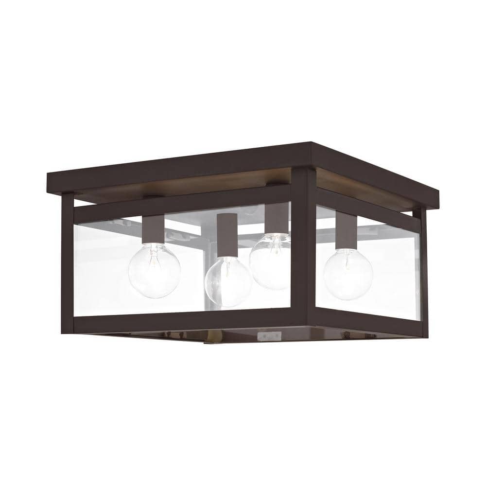 Milford Bronze and Glass 4-Light Ceiling Mount