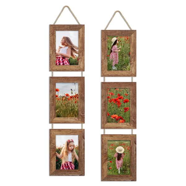 3-in-1 Collage Poster Picture Frame - Wooden Effect, Black/Grey, Wall Mounted By Innoteck Essentials