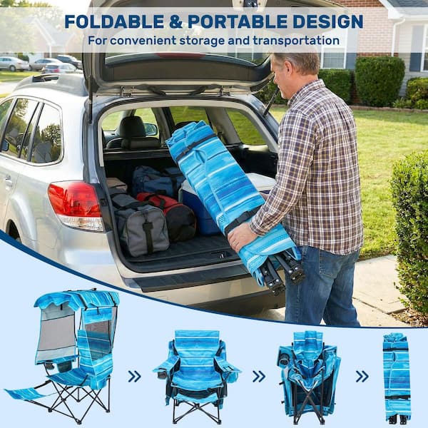 BOZTIY Beach Chair with Canopy Shade and Foot Rest, Portable