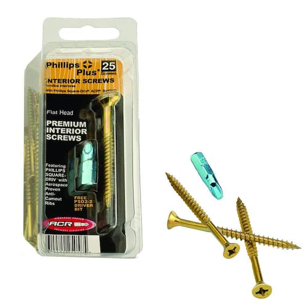 Phillips #7 1-1/4 in. Phillips-Square Flat-Head Wood Screws (25-Pack)