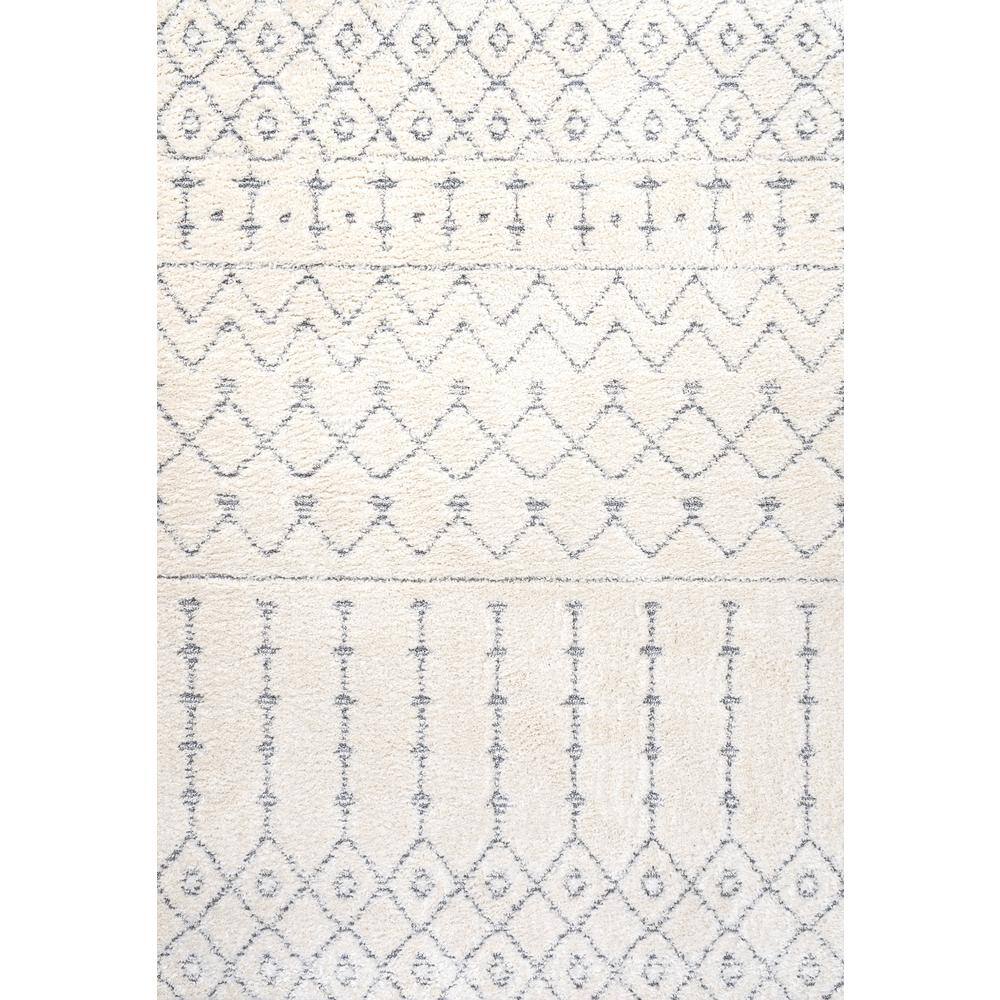 Cream/Gray Moroccan Trellis 4' x 6' Plush Area Rug