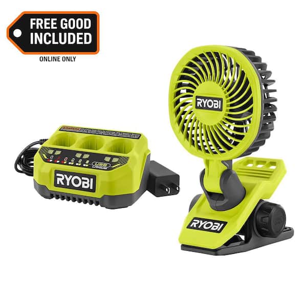 USB Lithium 3-Port Charger with USB Lithium Cordless Clamp Fan (Tool Only)