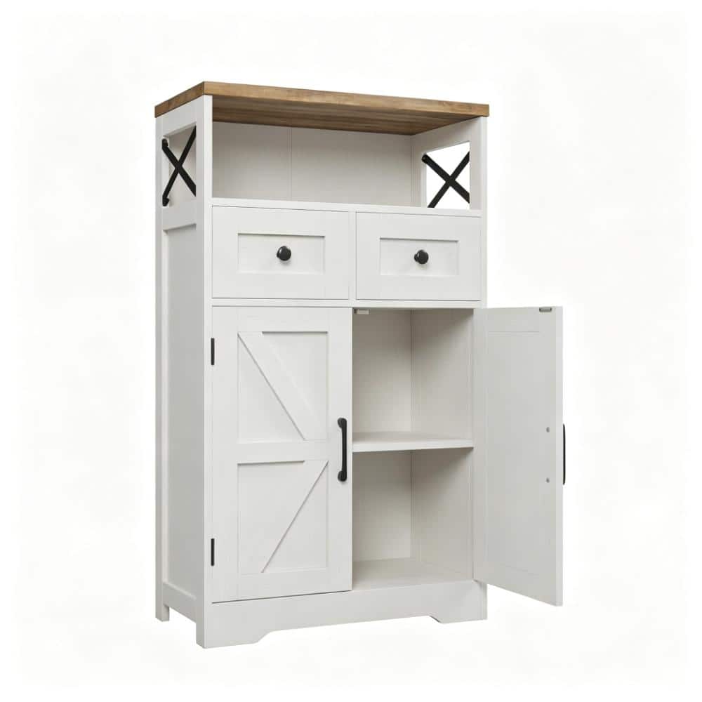 23 in. W x 42.5 in. H Rectangular Wood Medicine Cabinet without Mirror in White 2 Drawers, 2 Doors & Adjustable Shelves price history on PriceWatchPro