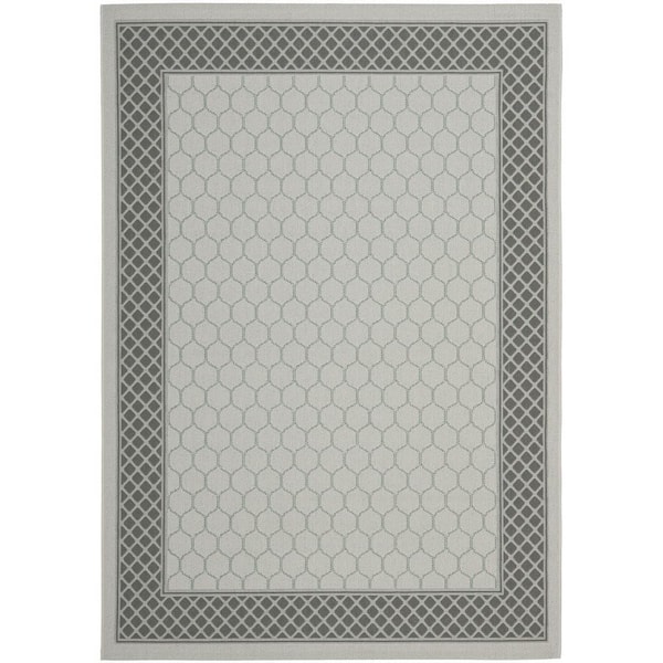 SAFAVIEH Courtyard Light Gray/Anthracite 7 ft. x 10 ft. Geometric Indoor/Outdoor Patio  Area Rug