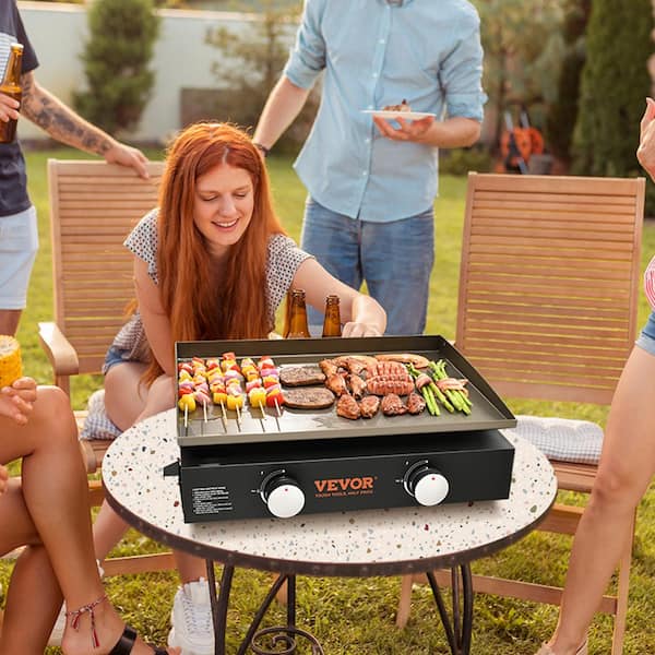 VEVOR Stainless Steel Griddle,36 x 22 Universal Flat Top Rectangular Plate, BBQ Charcoal/Gas Non-Stick Grill with 2 Handles and Grease Groove with H