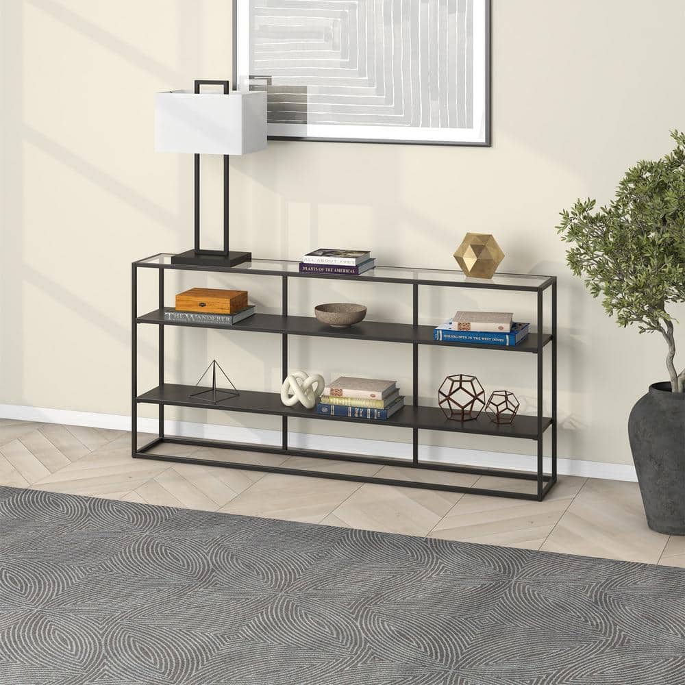 Fallon 64'' Blackened Bronze Glass and Metal Console Table