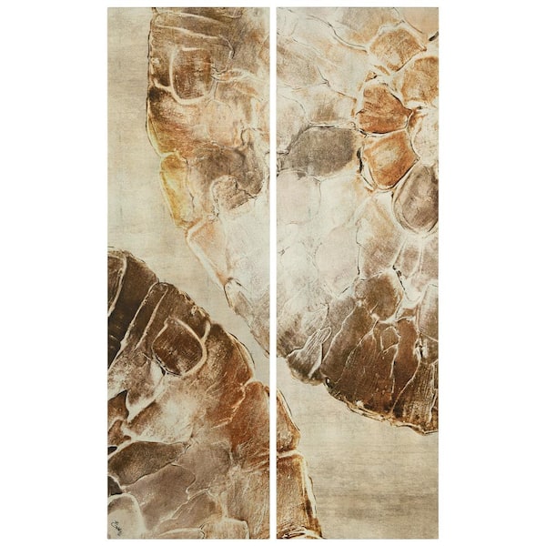 Golden Layers I Abstract Artwork Rendered on Gold Shagreen Wrapped Canvas Unframed Wall Art Set, Sized 72 in. x 44 in.