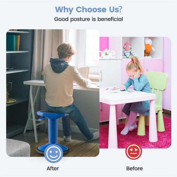 Costway Blue Plastic Adjustable Height Kids Active Motion Costway Blue Plastic Adjustable Height Kids Active Motion