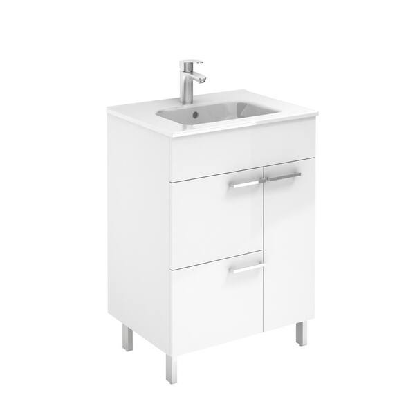 ROYO Confort 24 in. W x 18 in. D Vanity in White with Ceramic White Basin