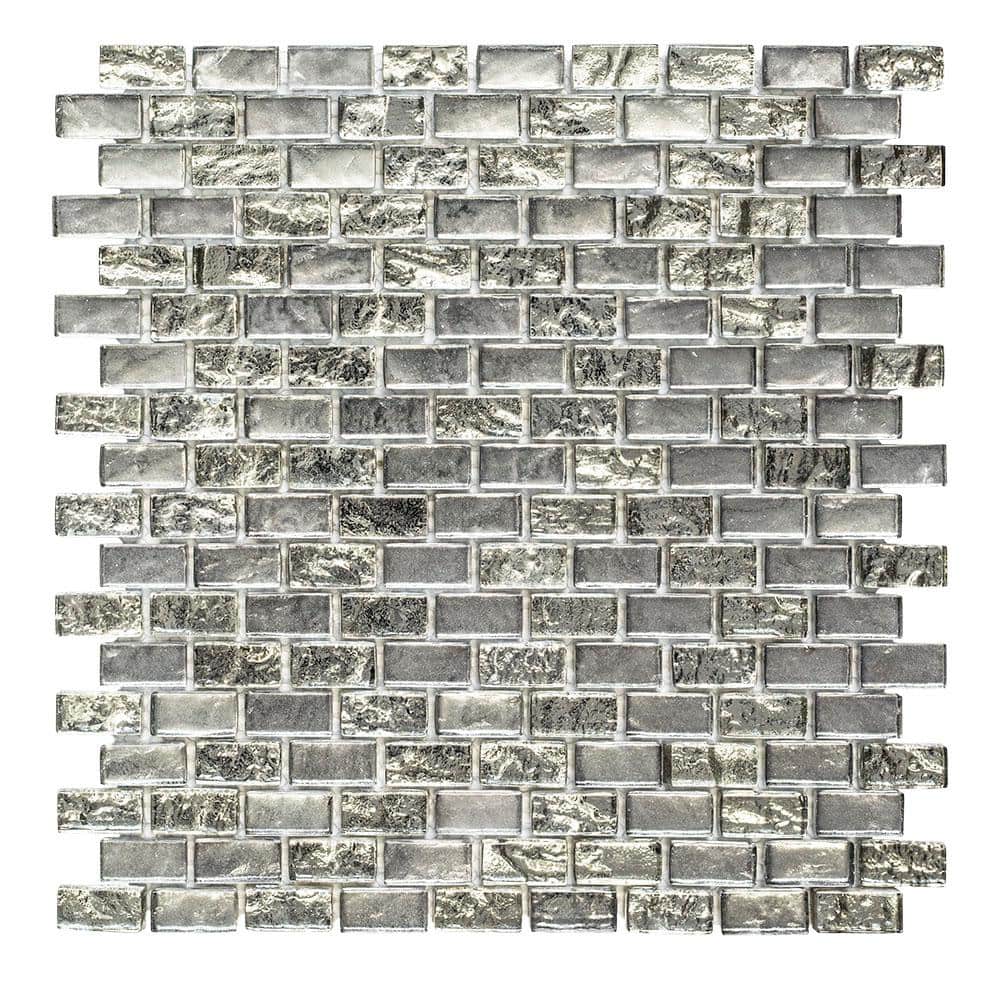 Treasure Bell Silver Metallic 11.375 in. x 11.875 in. Interlocking Brick Textured Glass Mosaic Tile (9.38 sq. ft./Case) price history on PriceWatchPro