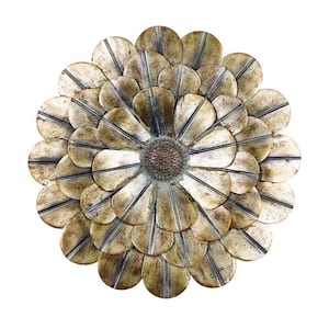 23 in. H Flower Metal Wall Outdoor Decor, Copper