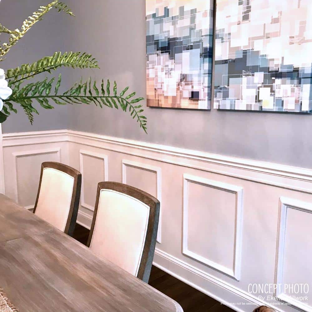 Ashford Molded Classic White Urethane Wainscot Wall Panel