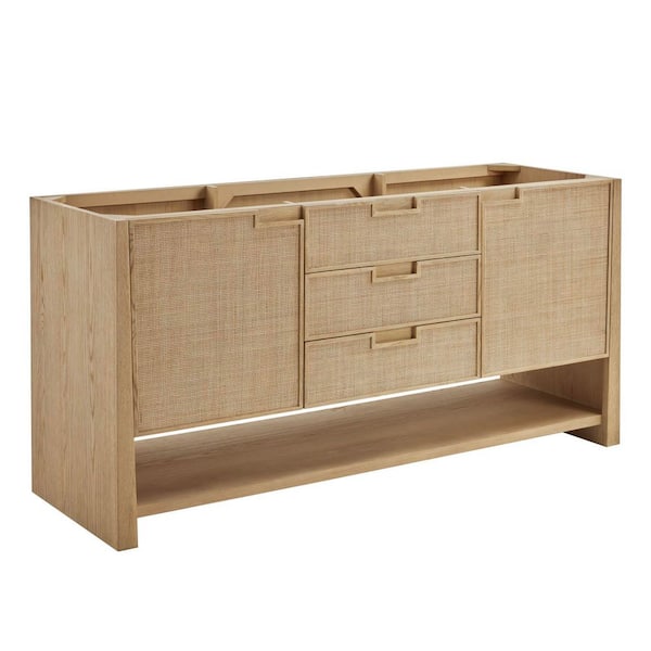 Solene 71.8 in. W x 23.4 in. D x 34.8 in. H Double Bath Vanity Cabinet Without Top in Seaside Oak