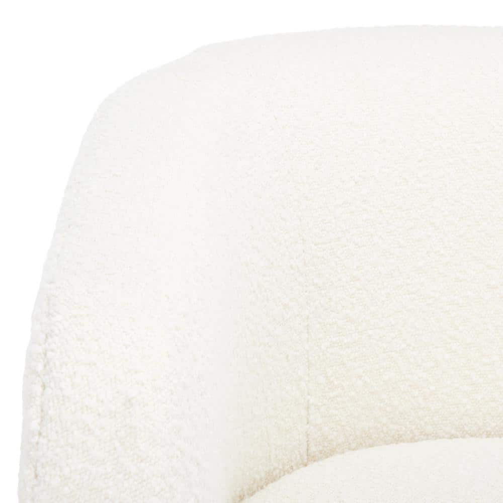 Ivory Barrel Back Wood Accent Chair with Tripod Base