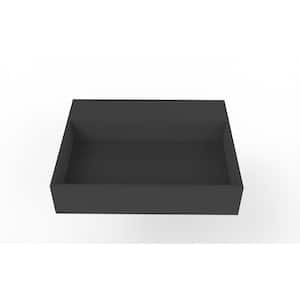 Juniper 24 in. Wall Mount Solid Surface Single Basin Rectangle Non Vessel Bathroom Sink No Faucet Hole in Matte Black