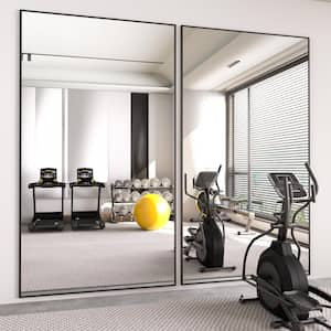 32 in. W x 71.2 in. H Oversized Modern Classic Rectangular Aluminum Frame Black Full Length Floor Mirror Wall Mirror