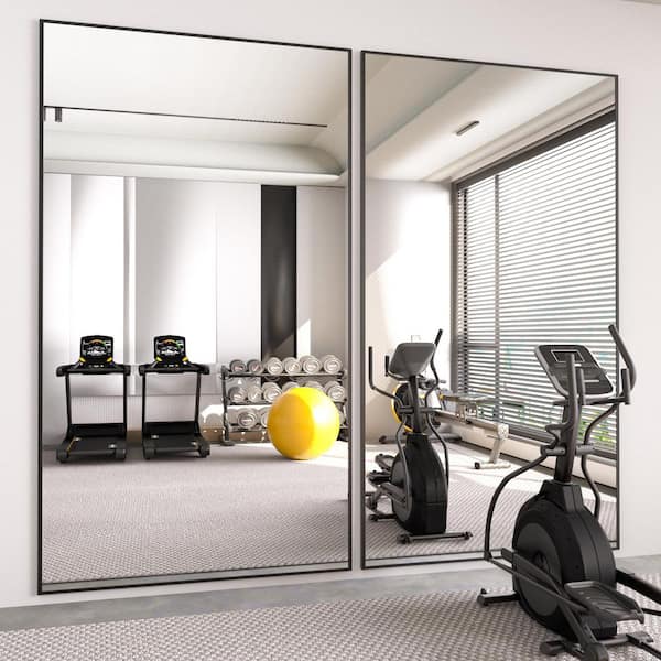 32 in. W x 71.2 in. H Oversized Modern Classic Rectangular Aluminum Frame Black Full Length Floor Mirror Wall Mirror