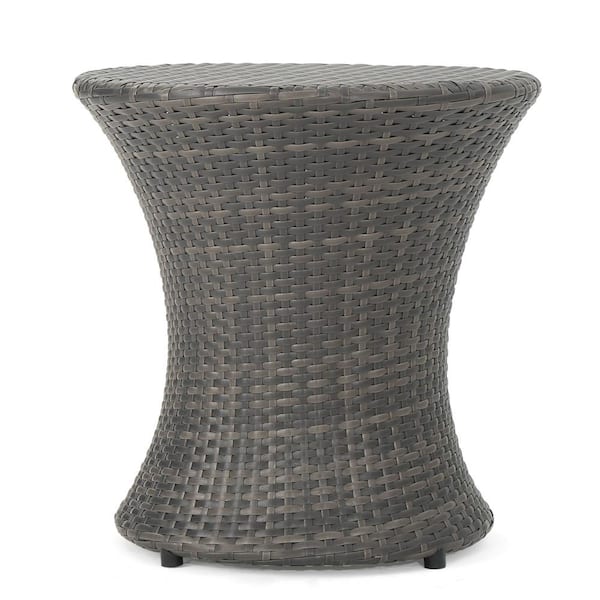 TIRAMISUBEST 19.7 in. Gray Wicker Outdoor Side Table