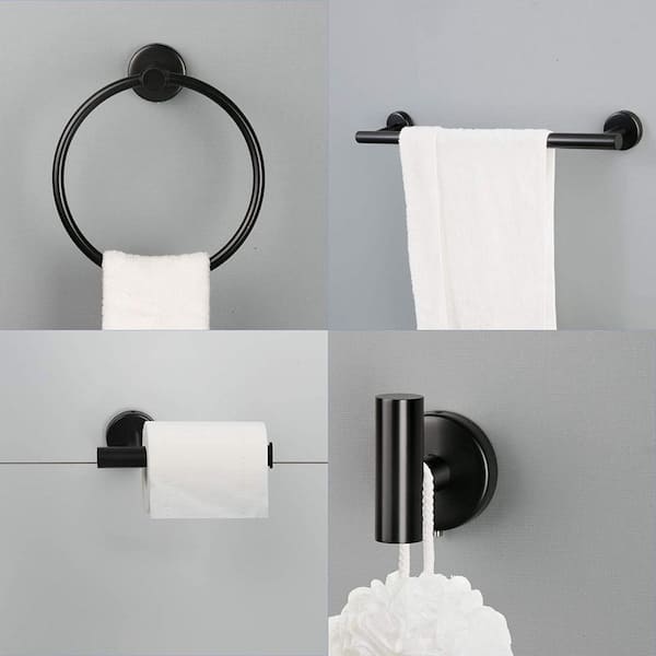 6-Piece Black Stainless Steel Wall Mounted Bathroom Accessories Sets