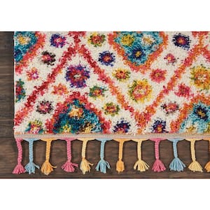 Moroccan Casbah Ivory/Pink 2 ft. x 8 ft. Moroccan Transitional Kitchen Runner Area Rug
