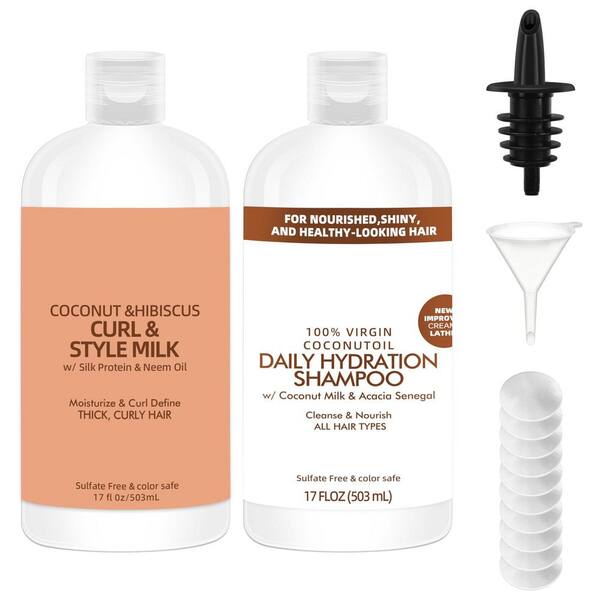 2-Piece 17 oz Hidden Shampoo Bottle Flasks, BPA-Free Plastic Containers with Lids and Funnel