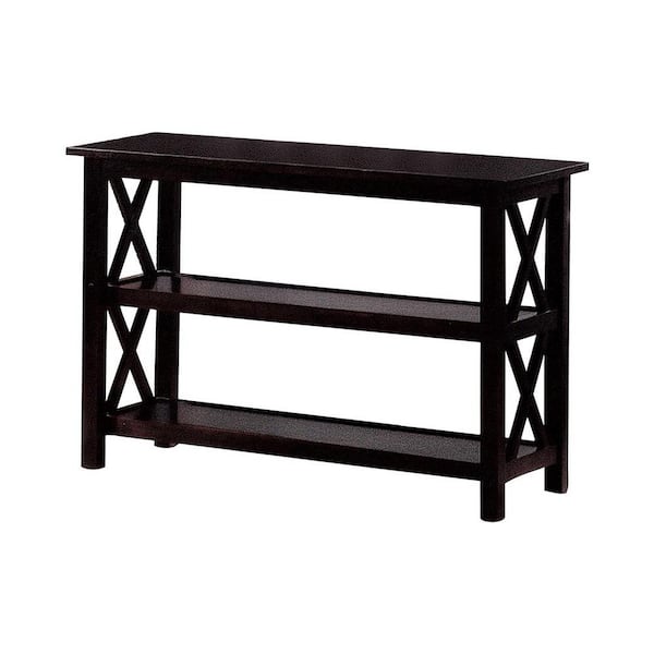 42 in. Deep Merlot Standard Rectangle Wood Console Table with 2-Shelves