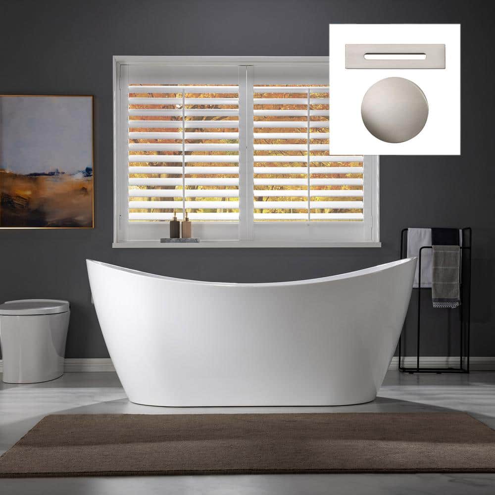 67'' White Acrylic Freestanding Double Slipper Bathtub