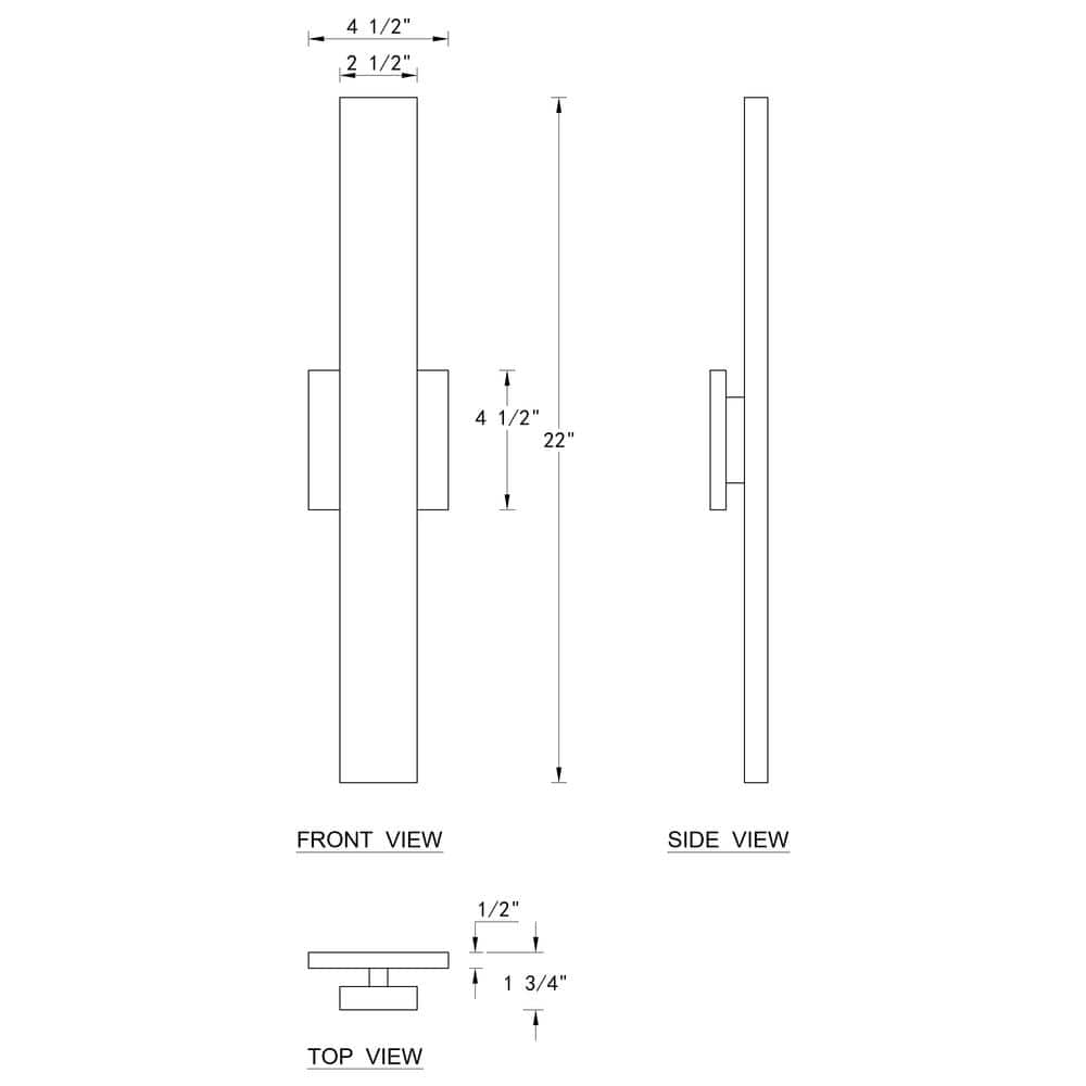 Sleek Matte Black 22" LED Outdoor Wall Sconce with Frosted Glass