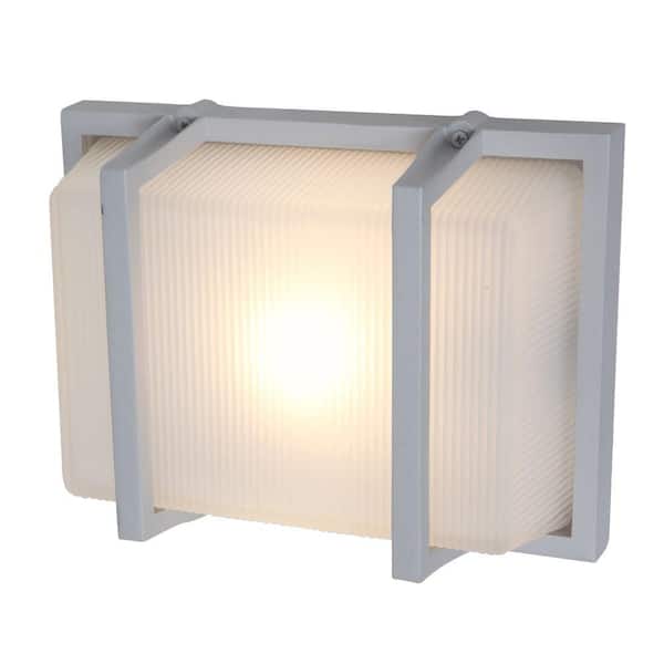 Access Lighting Neptune 1-Light Satin Metal Outdoor Sconce with Ribbed Frosted Glass Shade