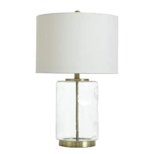 26.5 in. Brass Ginger Jar Task And Reading Table Lamp for Living Room with White Cotton Shade