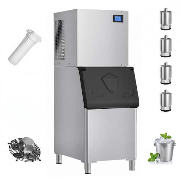 22.3 in. 520 lbs./24 Hours Freestanding Split Commercial Ice Maker in Silver 156-Full Size High-Density Ice Cubes/Cycle
