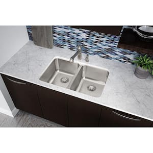 Gourmet Undermount Stainless Steel 31 in. Double Bowl Kitchen Sink in Lustrous Highlighted Satin