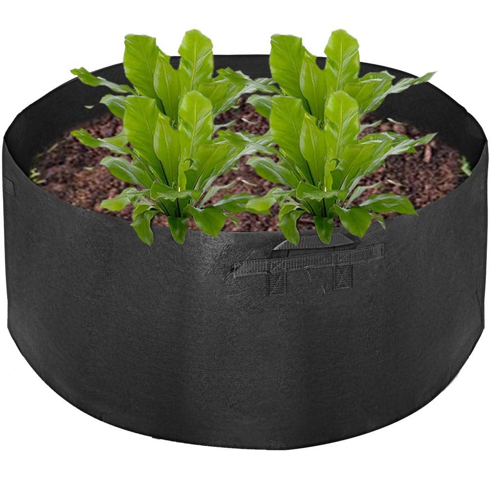 Zenpac - Extra Large Fabric Pot with Handles, Black 20 Gallon Grow Bags Portable Outdoor Vegetable Planters 5 Pack, Size: 19.5x15.5