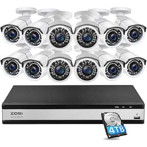 16-Channel 1080p 4TB DVR Security Camera System with 12 Wired Bullet Cameras