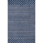 Marlowe Stripes Navy 6 ft. x 9 ft. Area Rug