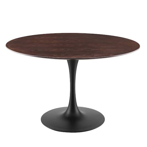 MODWAY Lippa 47 in. Cherry Walnut Round Wood Dining Table (Seats 4)