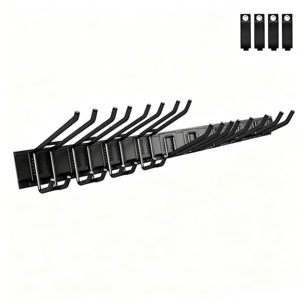64 in. Garage Tool Organizer Wall Mount, Adjustable Heavy Duty Steel Garden Tool Hanger Rack, Black, 18-Piece