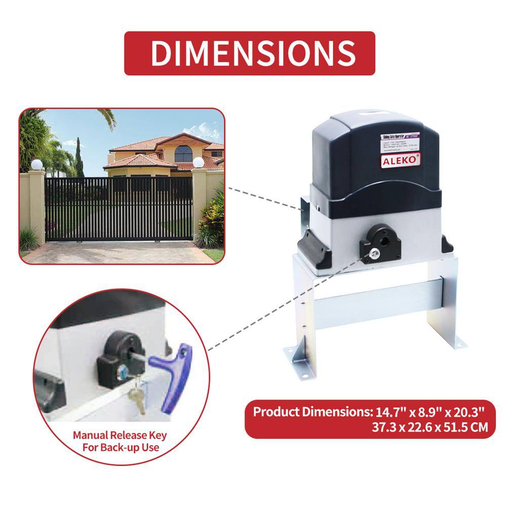 ALEKO AC2700 Heavy-Duty Sliding Gate Opener Kit with Remote Control