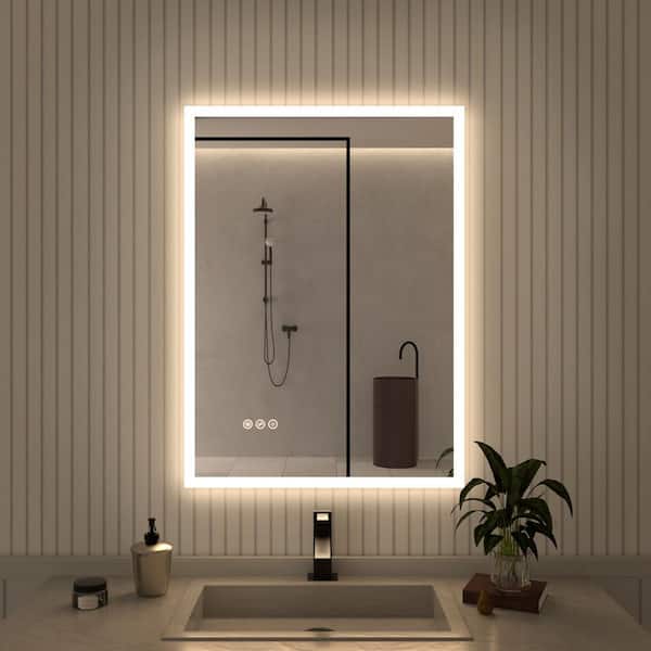 Hermitage Bath Musci 22 in. W x 30 in. H Rectangular Frameless LED Wall Bathroom Vanity Mirror