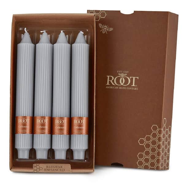 ROOT CANDLES Grecian Collenette 9 in. Platinum Unscented Taper Candle (Set of 4)