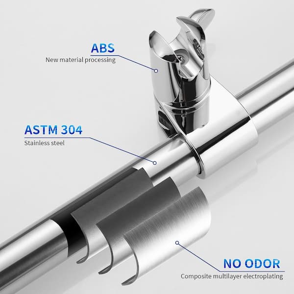 BWE 4-Spray Wall Mount Handheld Shower Head 1.8 GPM in Polished