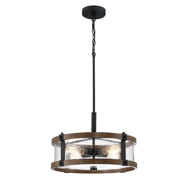 Hukoro 4-Light Hanging Adjustable Chandelier with Finish and Clear Glass Shade, 4*E26